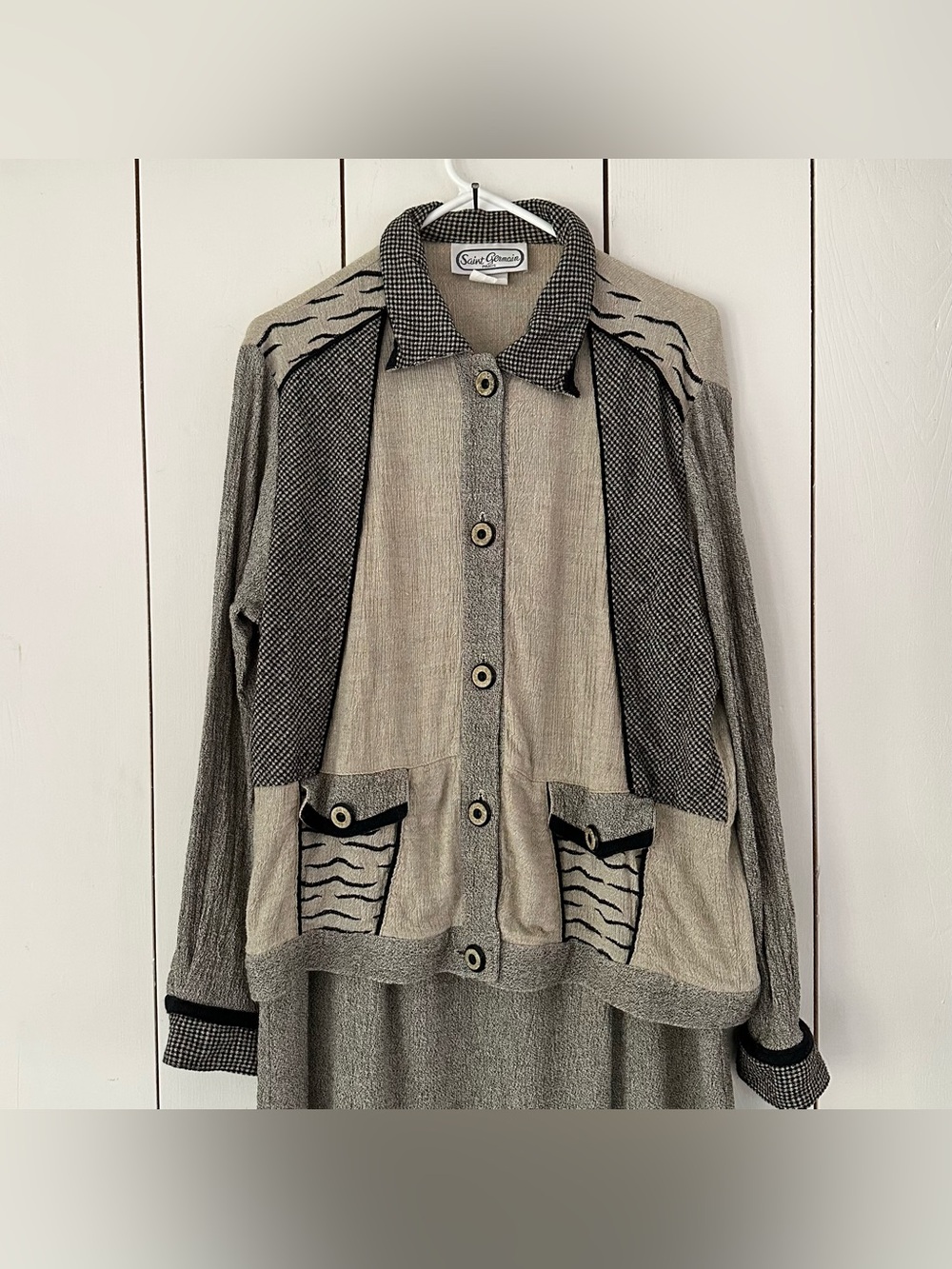 VTG 80s 90s Saint Germain Paris 3 Pc Set Skirt, Jacket & Top Sz L & XL - Picture 5 of 16